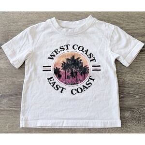 Little Bipsy Toddler Tee 2-3T West Coast East Coast Graphic Shirt White Palm